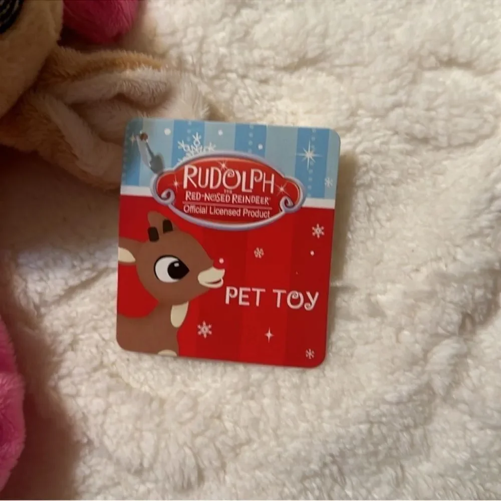 DunDee Set of Boy & Girl Rudolph Red-Nosed Reindeer Plush Squeaky Dog Toys
